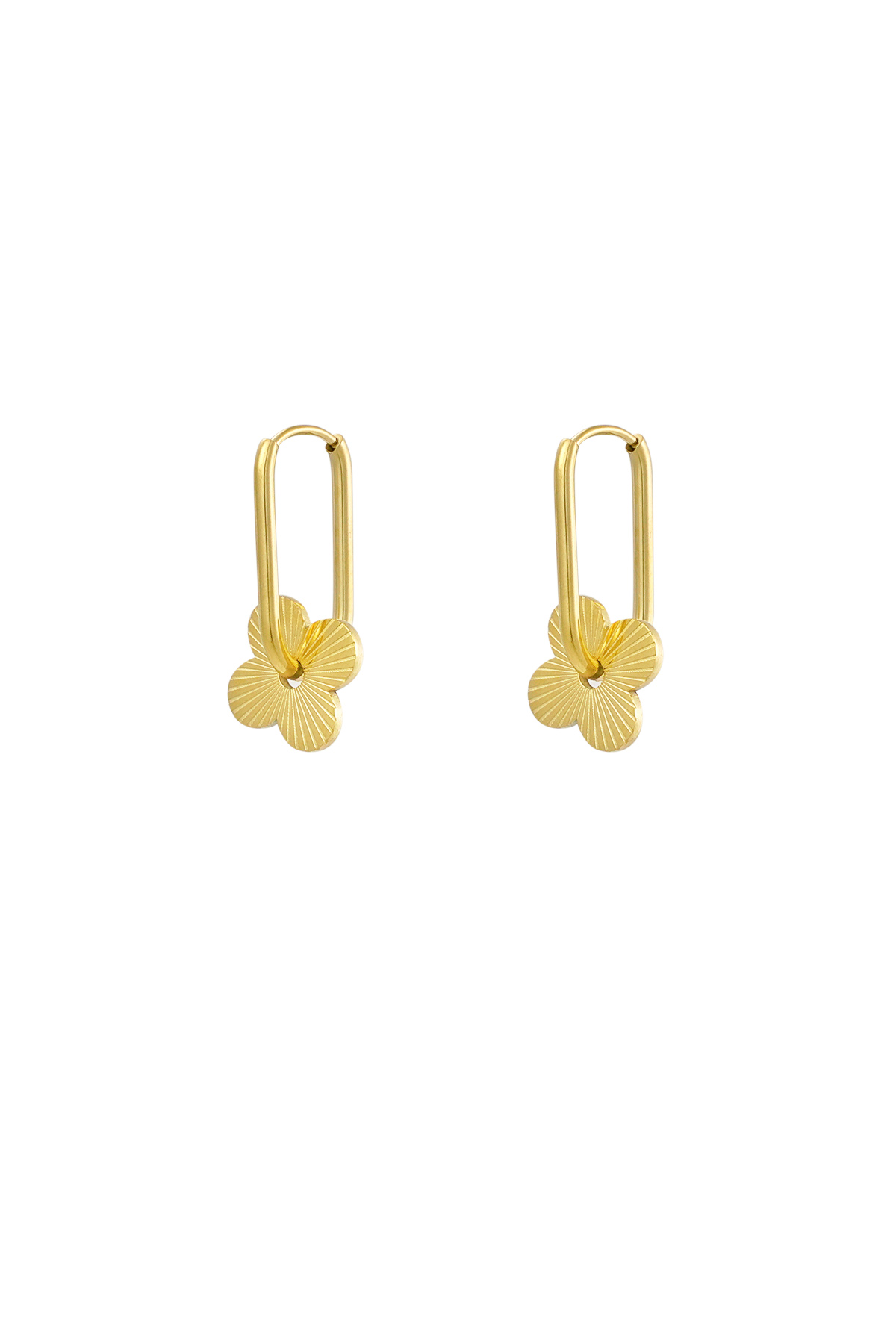 Earrings elongated with flower - Gold color