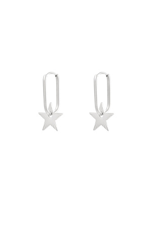 Elongated earrings with star - silver h5 