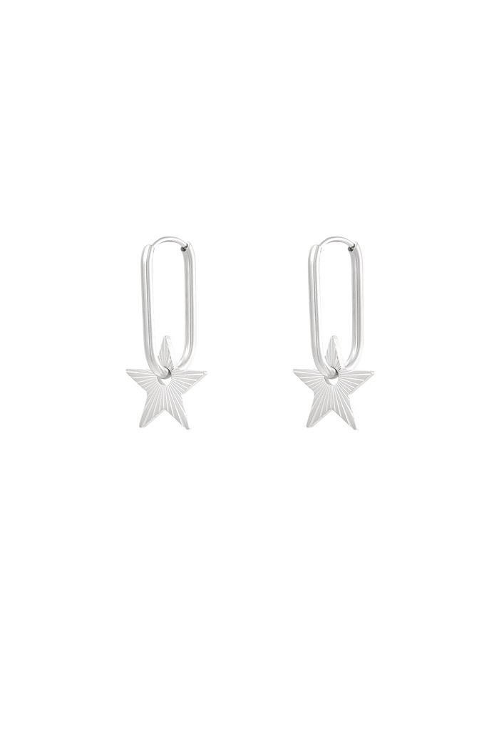 Elongated earrings with star - silver 
