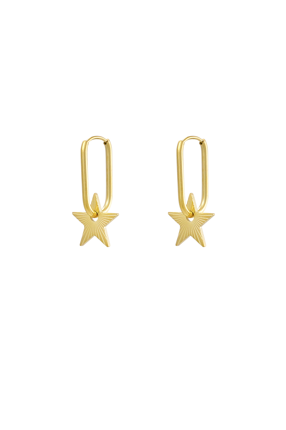 Elongated earrings with star - gold