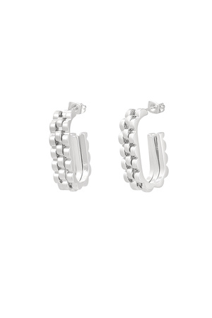 Earrings elongated link in link - silver h5 