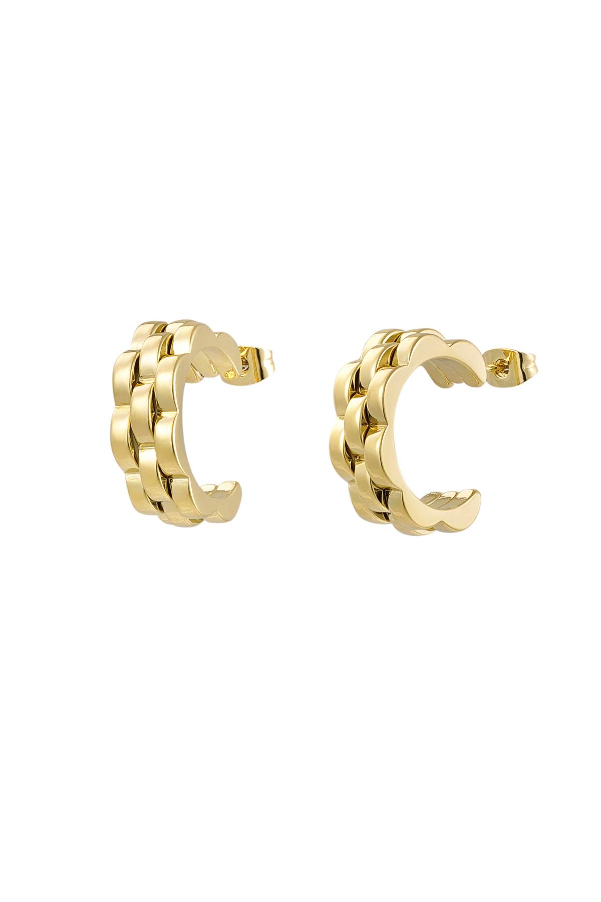 Earrings round link in link - Gold color