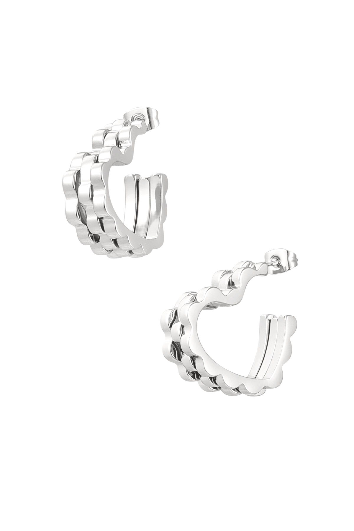 Earrings heart link in link - silver h5 
