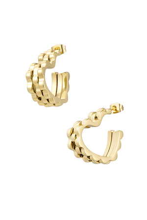 Earrings heart link in link - gold h5 