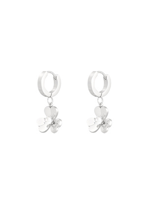 Earrings flower with stone - silver h5 