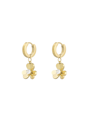 Earrings flower with stone - gold h5 