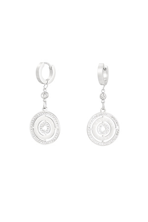 Round earrings with stones - silver h5 