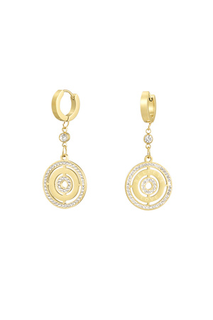 Round earrings with stones - gold h5 