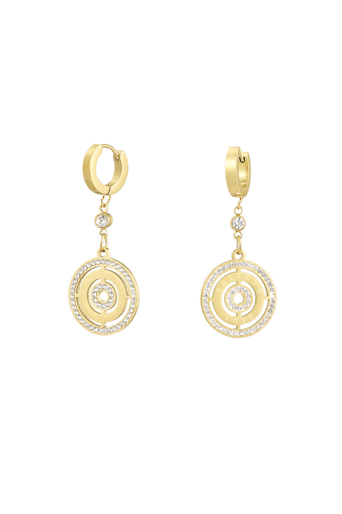 Round earrings with stones - gold 
