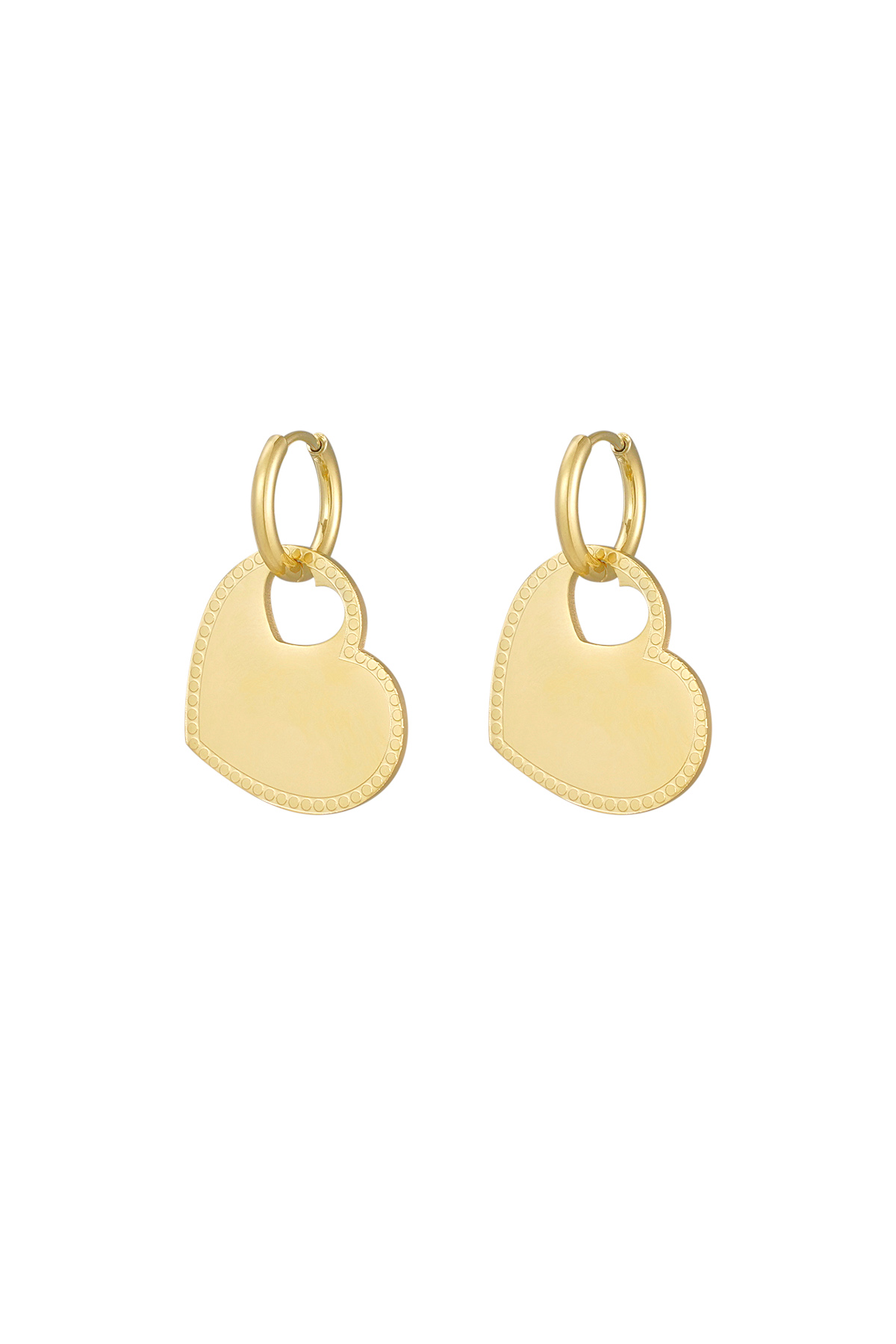 Earrings heart charm - gold h5 