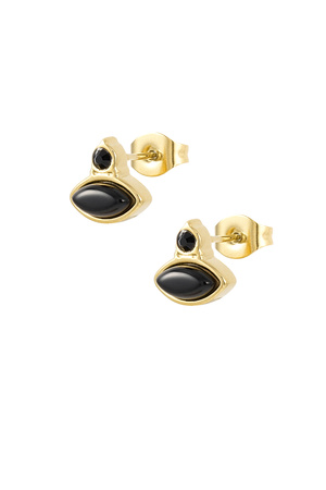 Vintage earrings rhinestone studs - black h5 