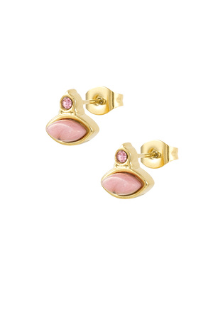 Vintage earrings rhinestone studs - pink h5 