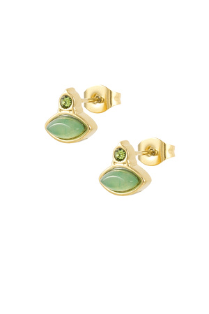 Vintage earrings rhinestone studs - emerald light green h5 