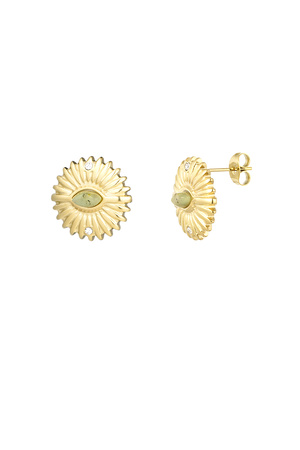 Stud earrings colorful leaf - gold/green h5 
