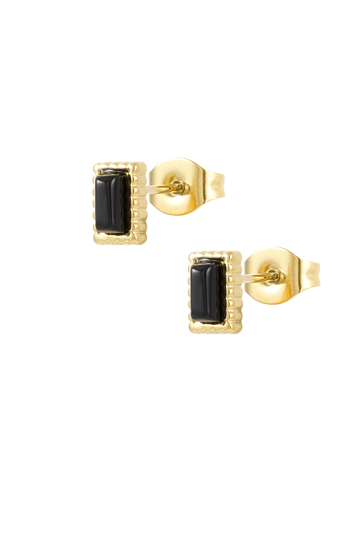 Ear studs rectangle edge - black