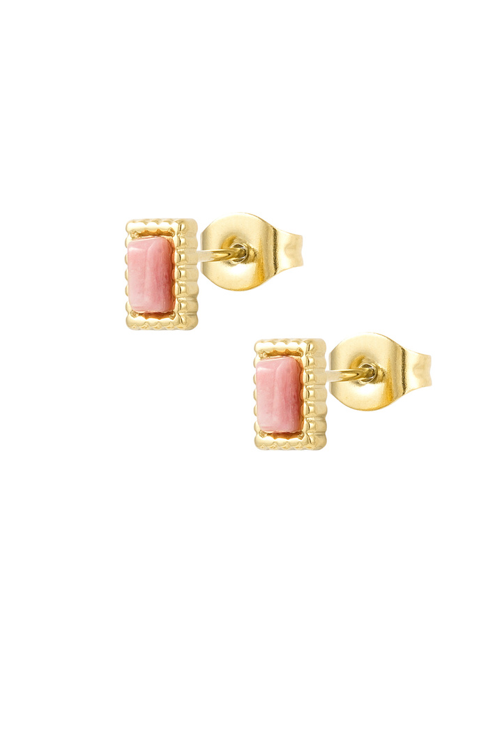 Bordo rettangolare degli orecchini a bottone - rosa cipria 