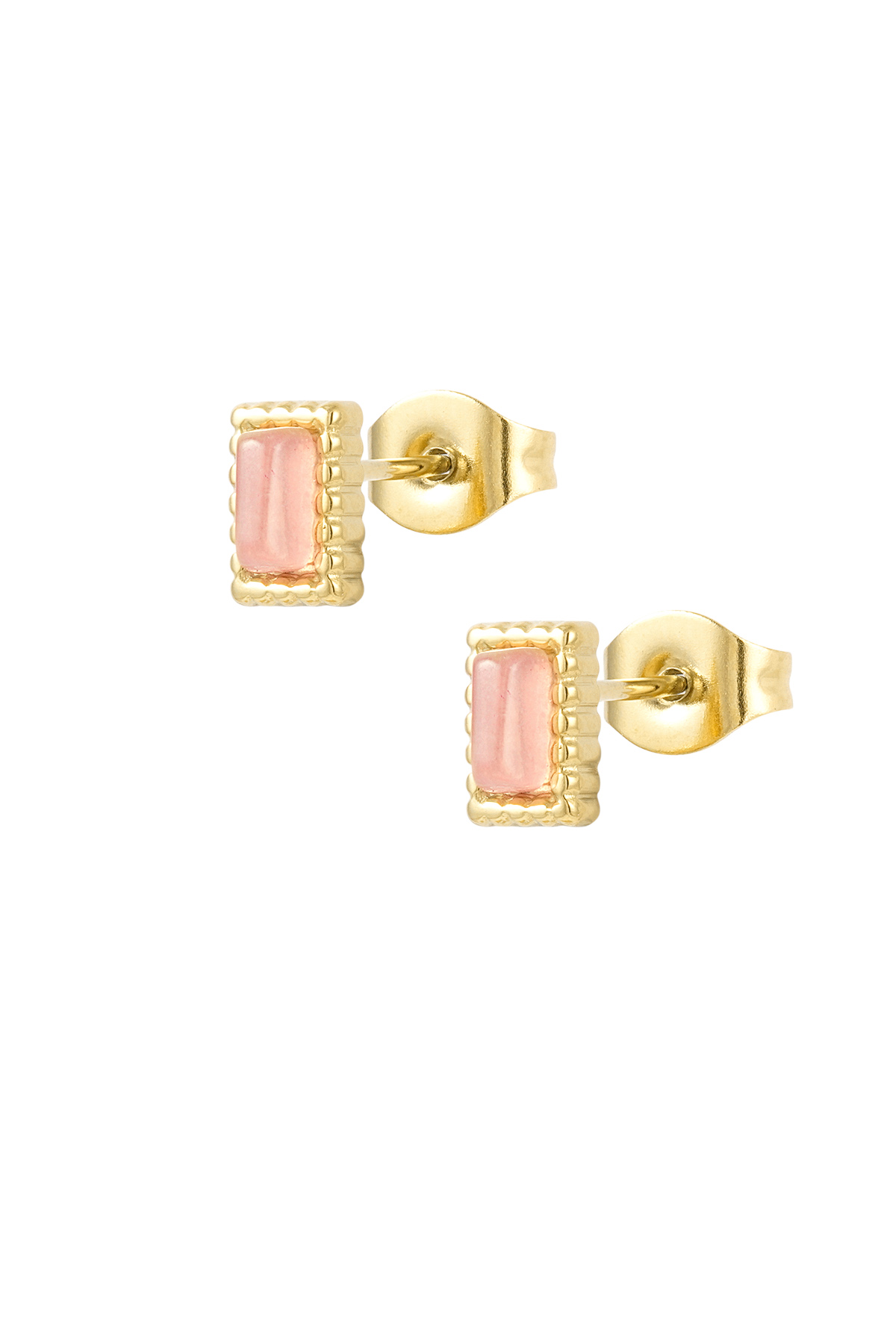 Ear studs rectangle edge - pink