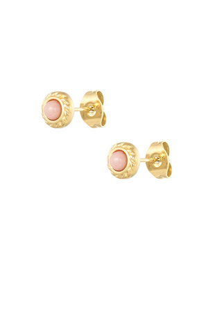 Orecchini a bottone basic in pietra naturale - oro rosa h5 