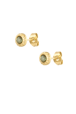 Basic natural stone stud earrings - green h5 