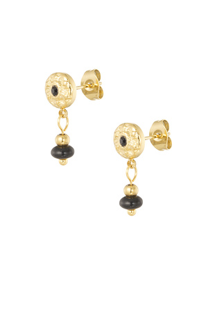 Classic natural stone earrings - black gold h5 