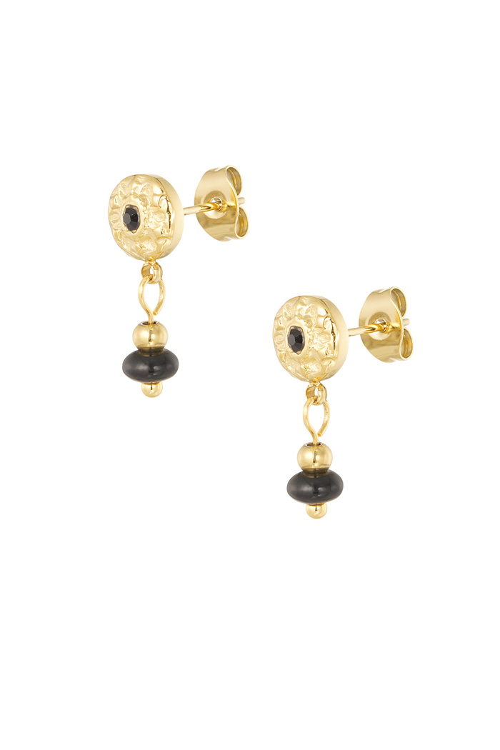 Classic natural stone earrings - black gold 