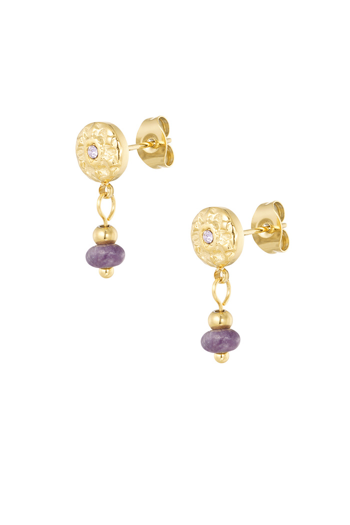 Classic natural stone earrings - purple 