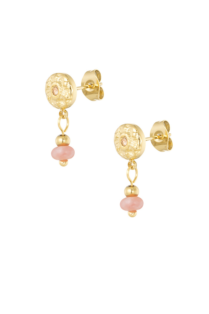 Classic natural stone earrings - pink gold 