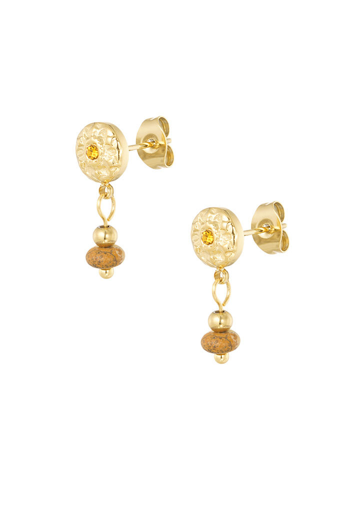 Classic natural stone earrings - beige gold 