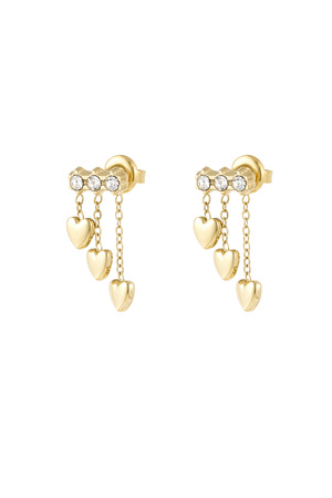 Earrings with heart chain - gold  h5 
