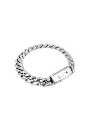 Men's bracelet coarse links - silver h5 