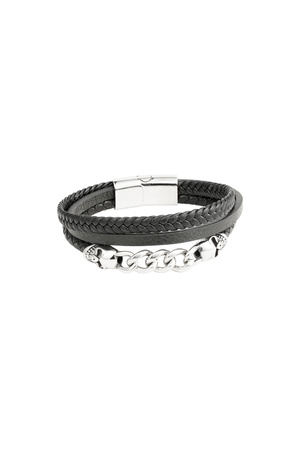 Men's bracelet braided with links - silver/black h5 Picture5