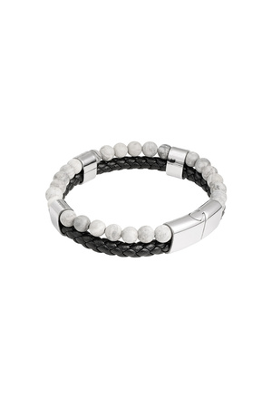 Bracelet homme double tresse et perles - gris h5 Image7