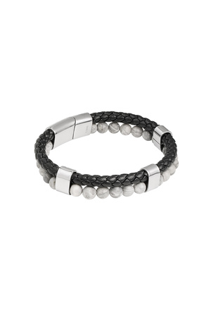 Men's bracelet double braid and beads - gray h5 