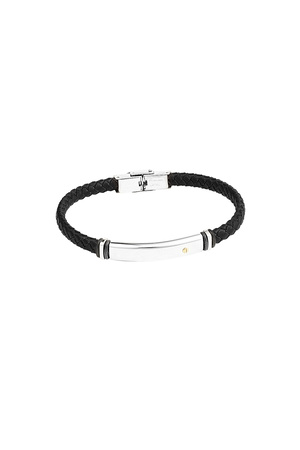Men's bracelet braided - silver/black h5 
