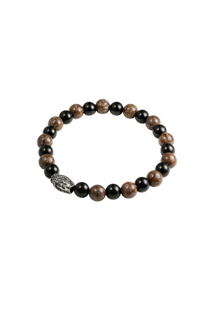 Herrenarmband mit Perlen und Buddha-Details – grau h5 
