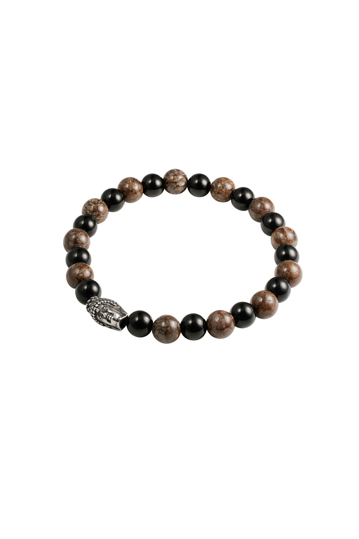 Herrenarmband mit Perlen und Buddha-Details – grau 