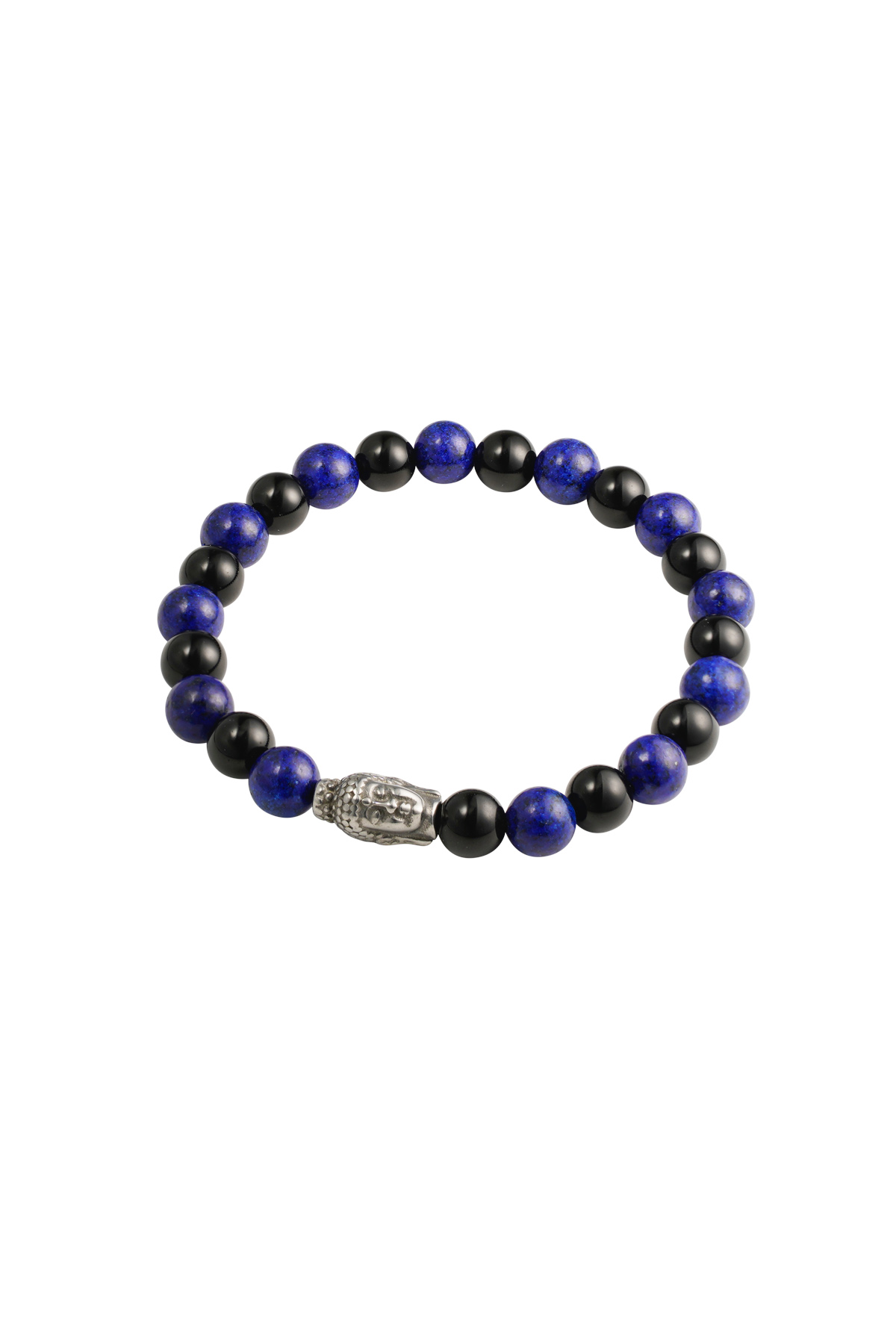 Herrenarmband mit Perlen und Buddha-Details – blau