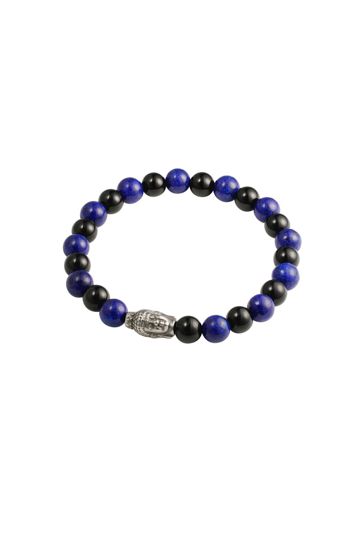 Bracelet homme perles détails bouddha - bleu 