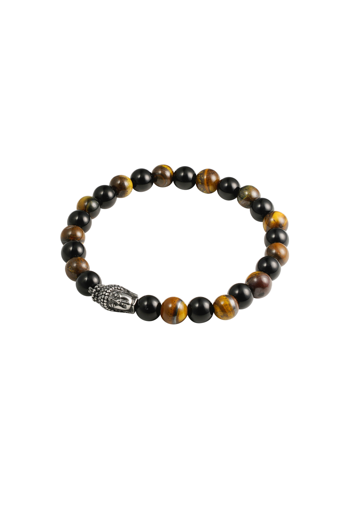 Herrenarmband mit Perlen und Buddha-Details – braun