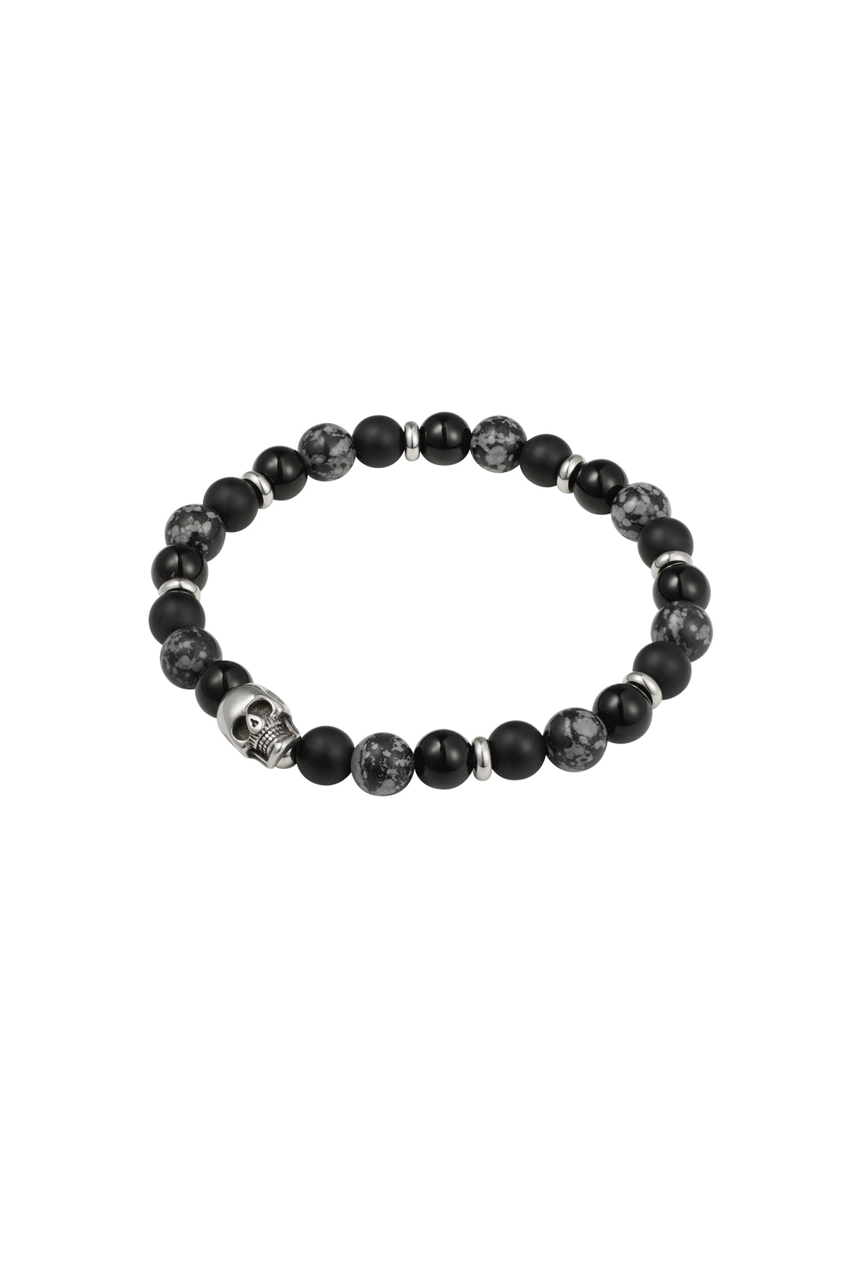 Men's bracelet beaded skull details - gray