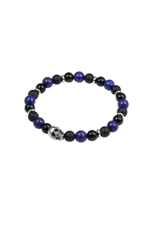 Men's bracelet beaded skull details - blue h5 