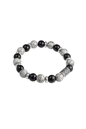 Men's bracelet beaded silver details - gray h5 
