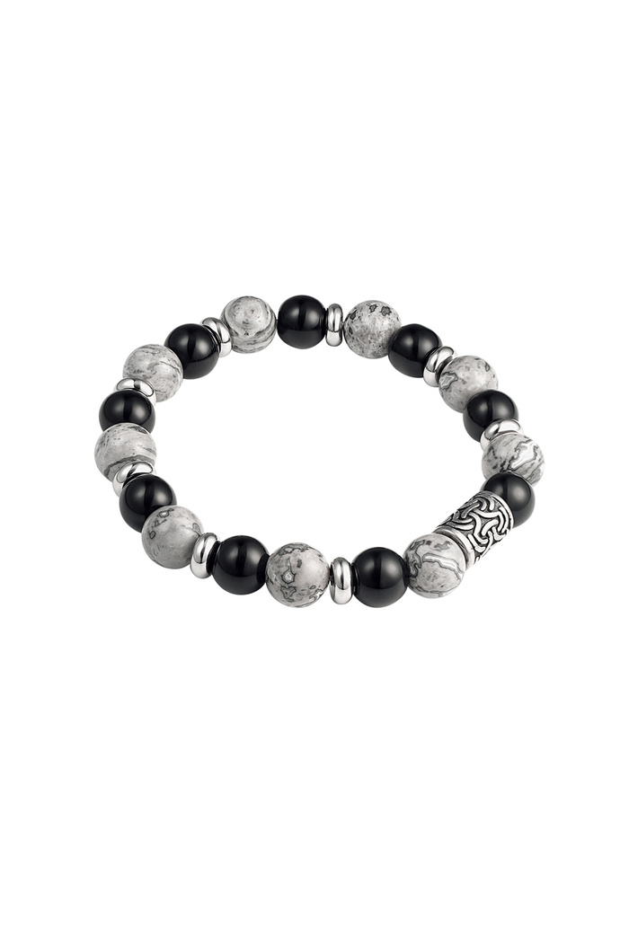 Men's bracelet beaded silver details - gray 