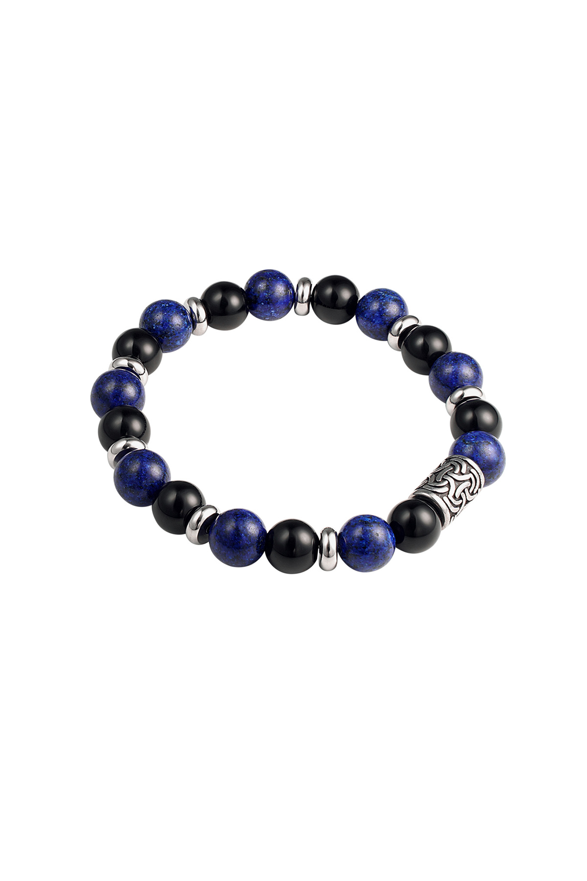 Men's bracelet beaded silver color details - blue 2