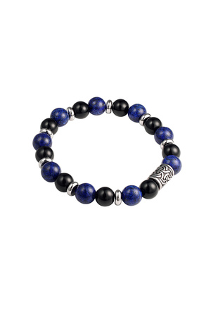 Men's bracelet beaded silver details - blue h5 
