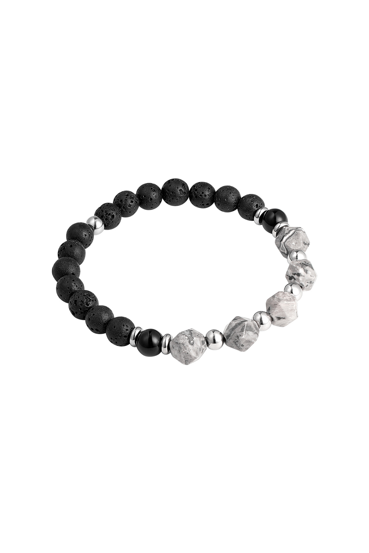 Herrenarmband Perlen schwarz/Farbe - grau