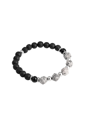 Bracelet homme perles noir/couleur - gris h5 