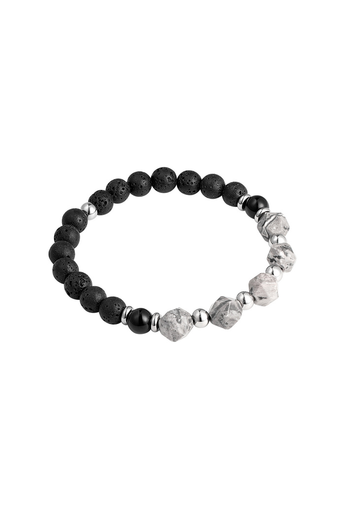 Bracelet homme perles noir/couleur - gris 
