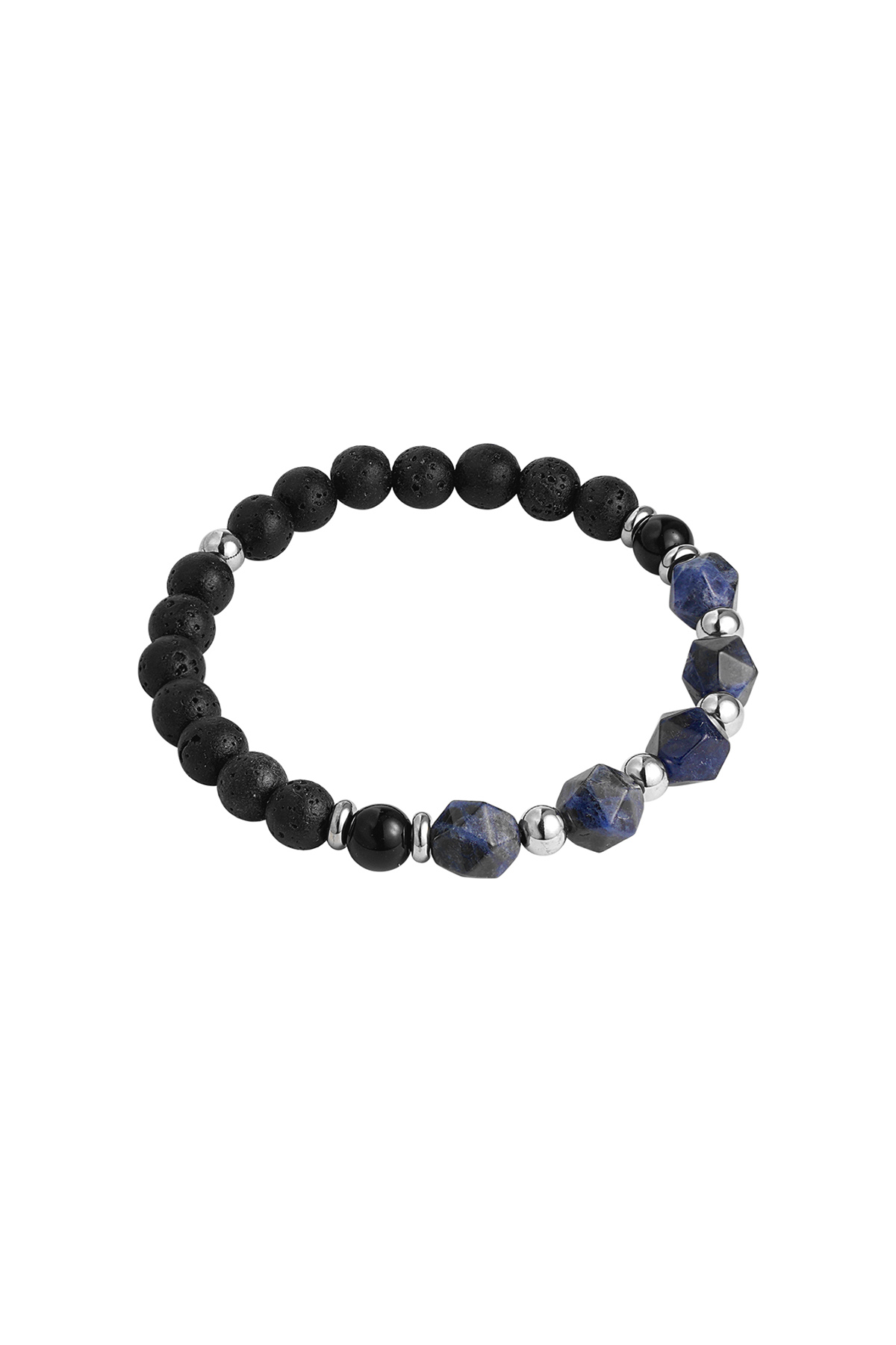 Bracelet homme perles noir/couleur - bleu 