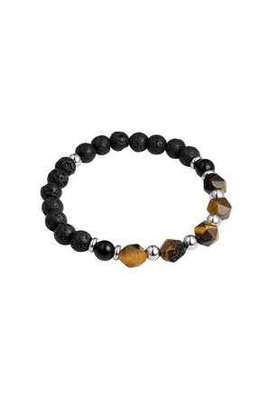 Bracelet homme perles noir/couleur - marron h5 